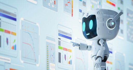 Robot interactuando con gráficos digitales