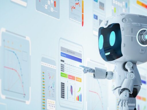 Robot interactuando con gráficos digitales