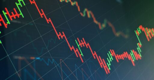Gráfico de fluctuaciones bursátiles en colores vivos