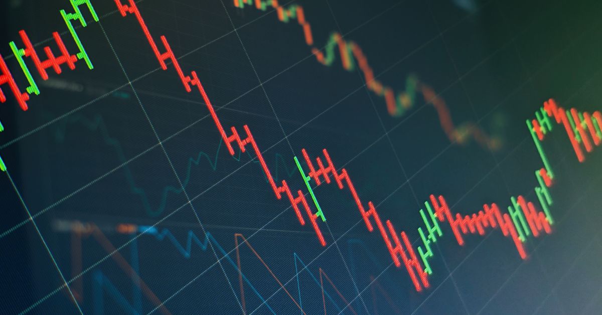 Gráfico de fluctuaciones bursátiles en colores vivos
