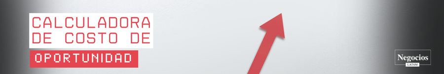 Banner de calculadora de costo de oportunidad con flecha
