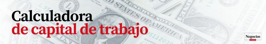 Banner de calculadora de capital de trabajo sobre dólares