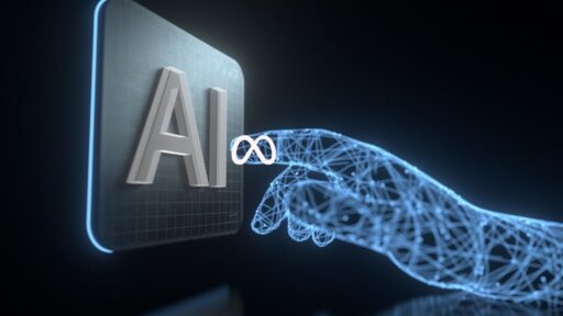 Imagen de inteligencia artificial y mano digitalizada