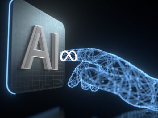 Imagen de inteligencia artificial y mano digitalizada