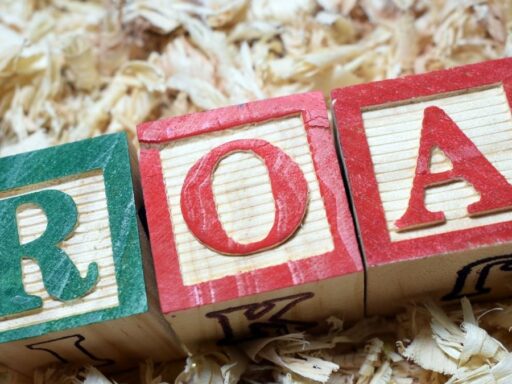 Bloques de madera con letras R, O, A