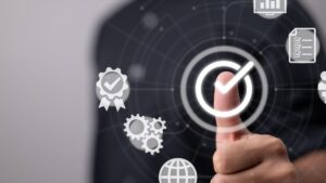 Dedo tocando icono de verificación digital