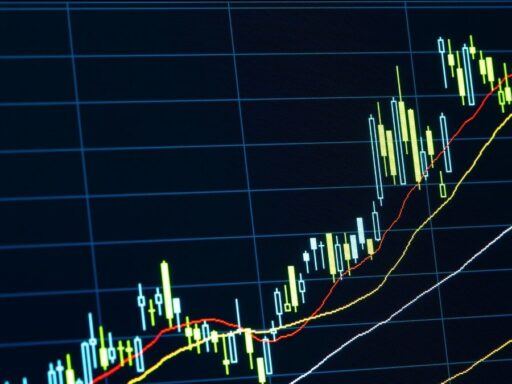 Gráfico de bolsa con líneas de tendencia ascendentes