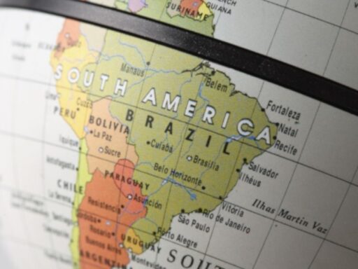 Mapa de Sudamérica enfocado en Brasil