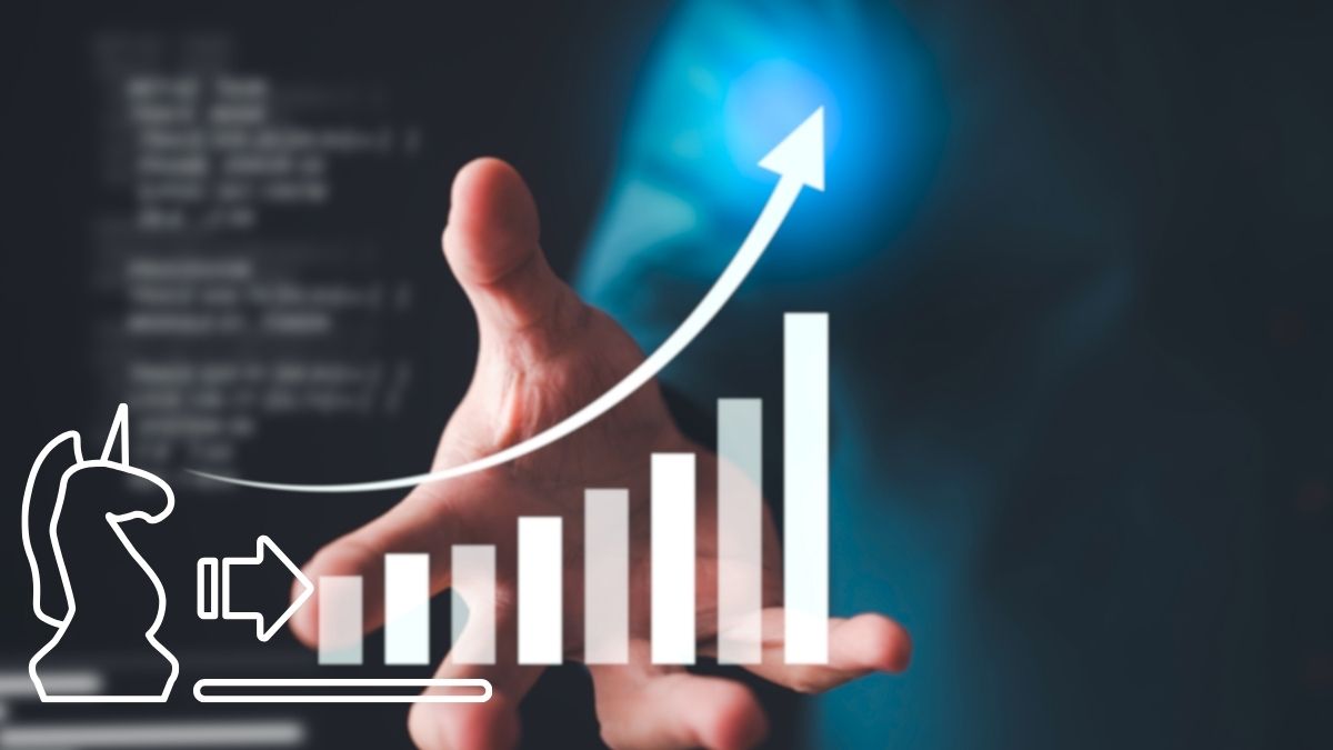 Mano con gráfica ascendente y flecha de crecimiento