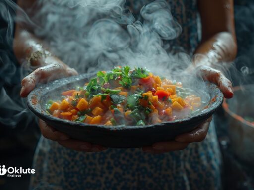 Plato humeante de guiso de verduras frescas